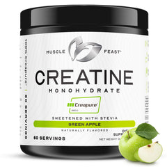 Muscle Feast Creapure creatine powder bottle boosts endurance during bursts.