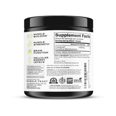 Muscle Feast Creapure natural green apple flavor enhances palatability during workouts.