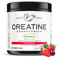 Muscle Feast Creapure creatine powder pouring for high-intensity training readiness