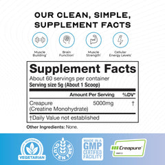 Muscle Feast Creapure creatine monohydrate powder unflavored in a jar