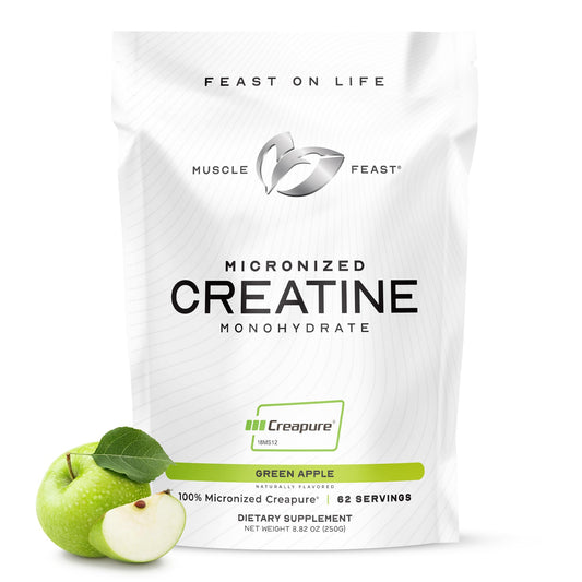 Muscle Feast Creapure front label highlights purity and German quality.