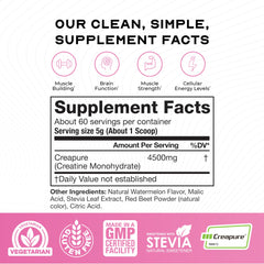 Muscle Feast Creapure powder dissolves quickly in water for smooth mixing.
