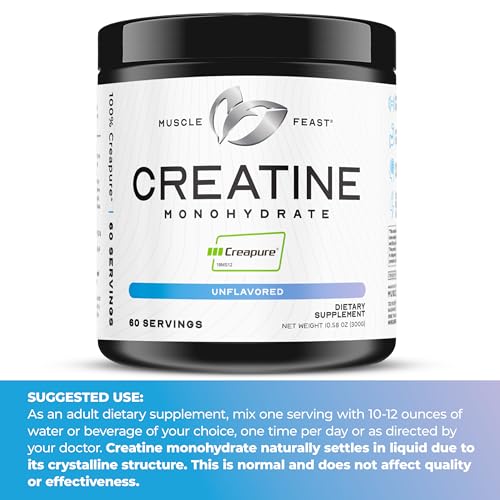 Muscle Feast Creapure unflavored powder blends into beverages without altering taste