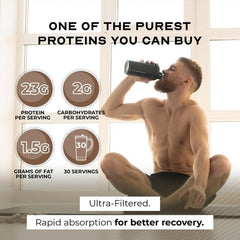 Muscle Feast grass-fed whey chocolate mixed with liquid illustrates smooth texture without clumps