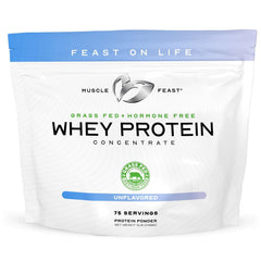 Muscle Feast grass-fed whey protein concentrate bag ideal for post-workout shakes