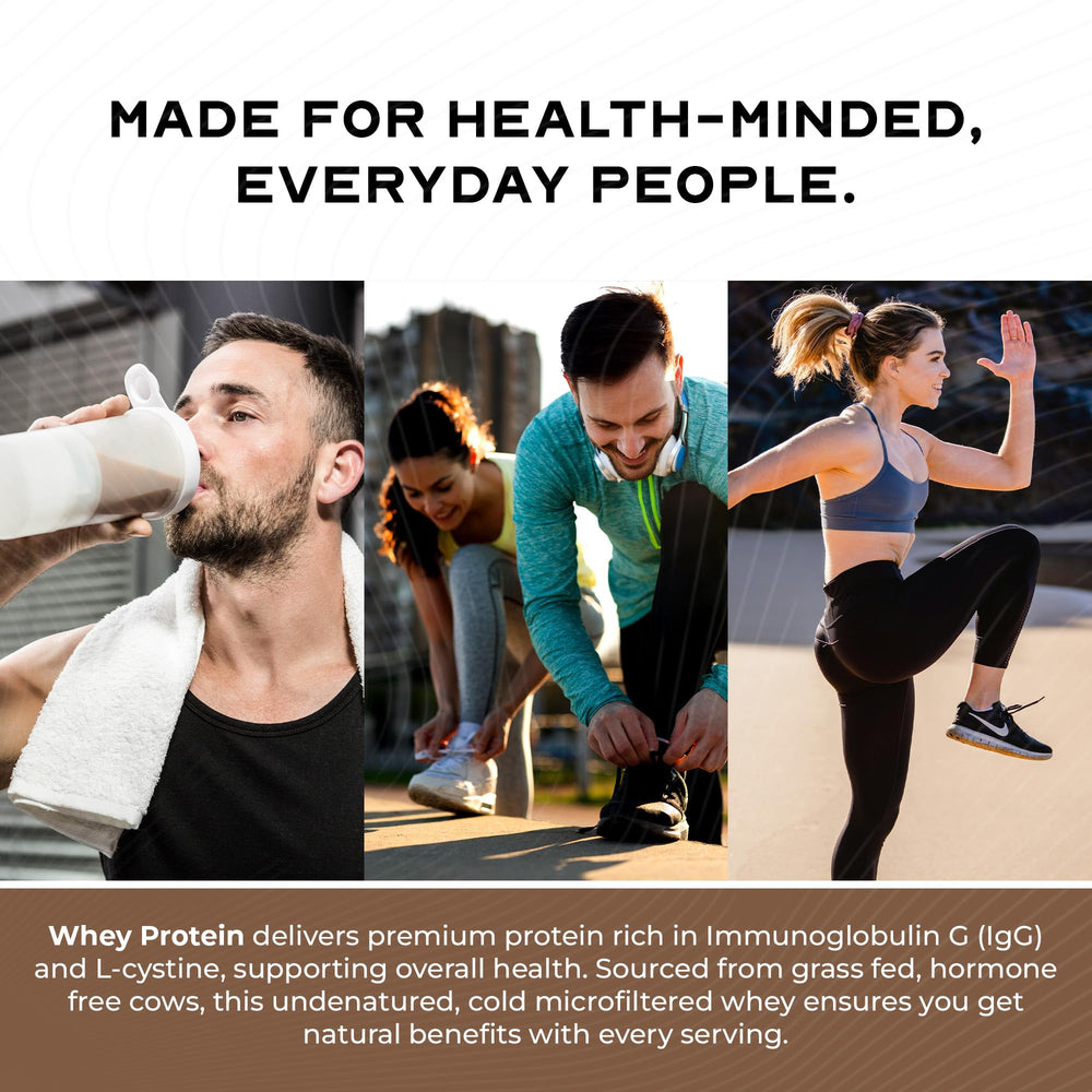 Label shows non-GMO and gluten-free hormone-free whey.