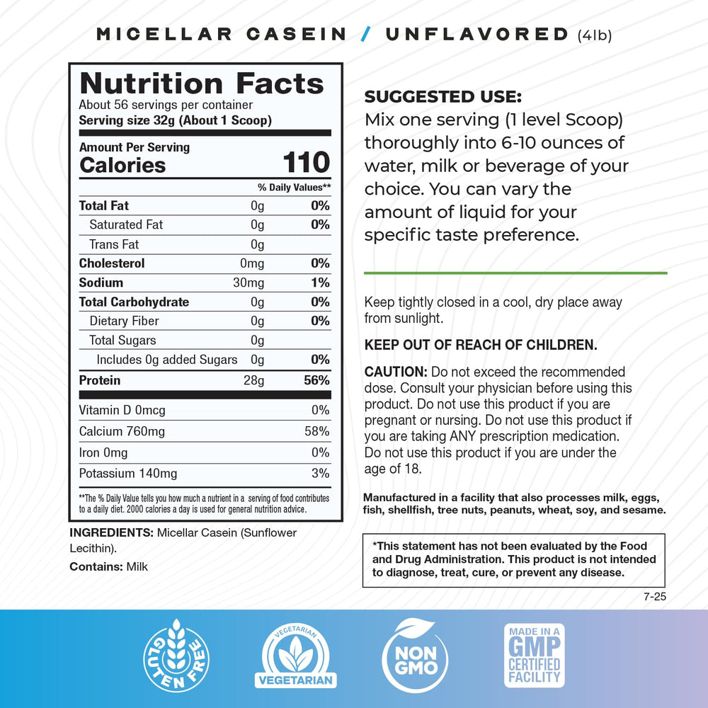 Muscle Feast unflavored micellar casein powder blending smoothly for versatile use