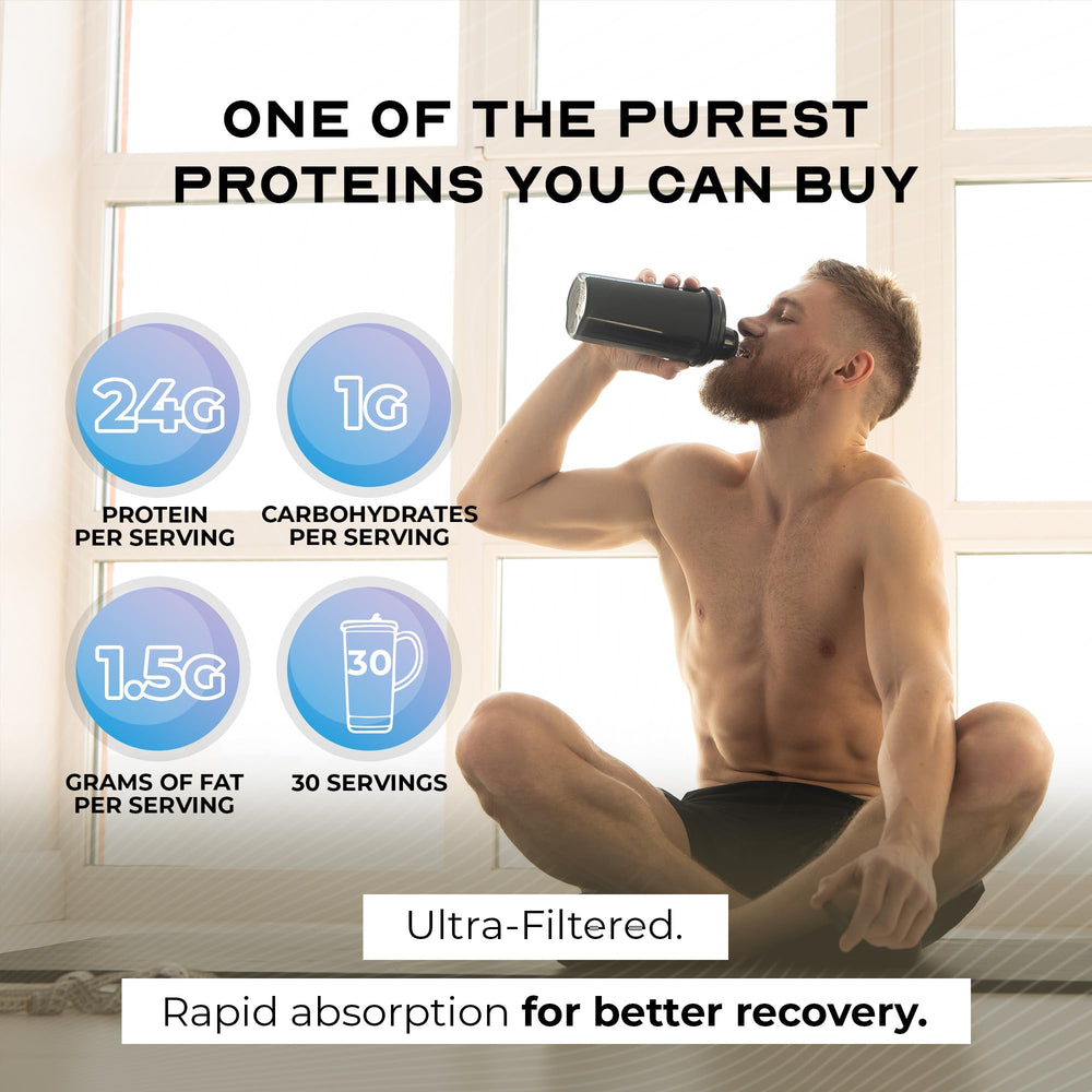 Muscle Feast whey protein bag emphasizes clean, hormone-free ingredients.