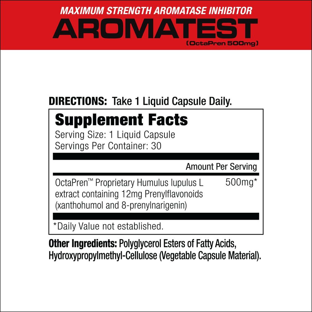 MuscleMeds AROMATEST bottle front promotes testosterone support.