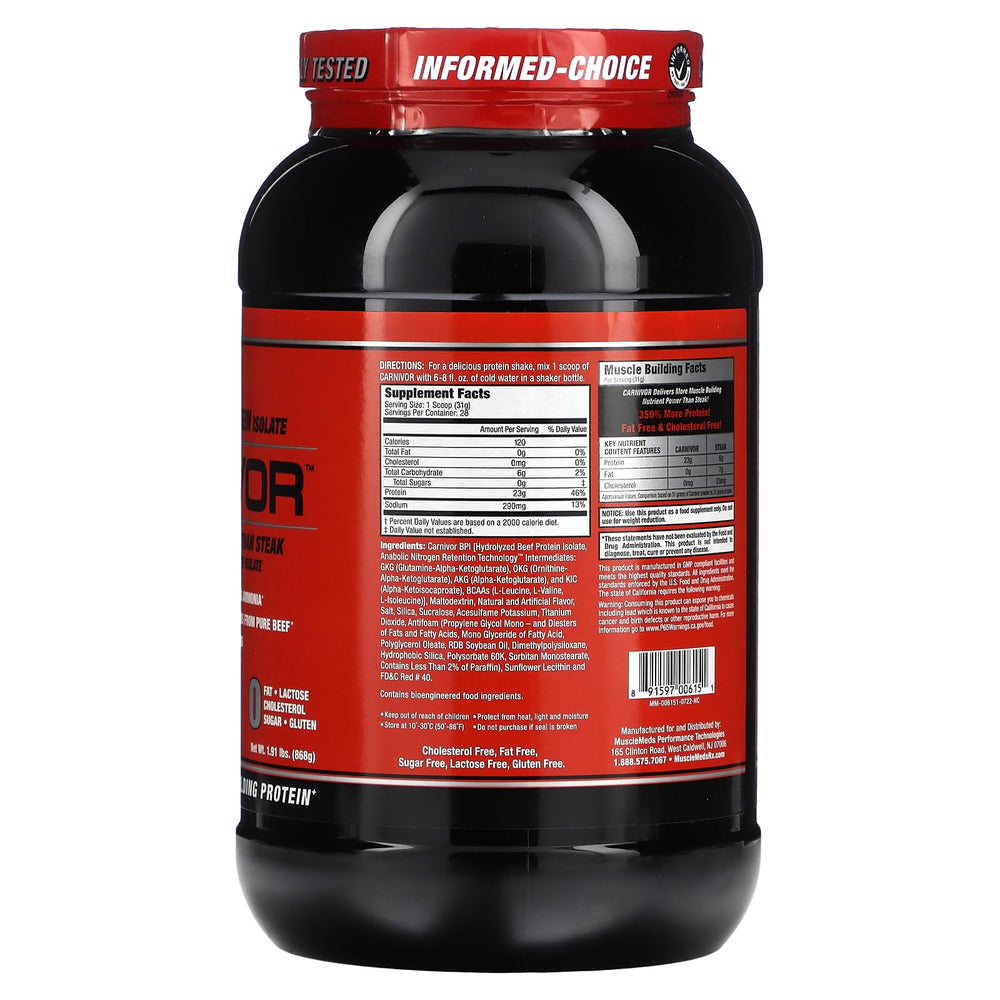 Carnivor beef protein powder scoop for high-protein shakes.