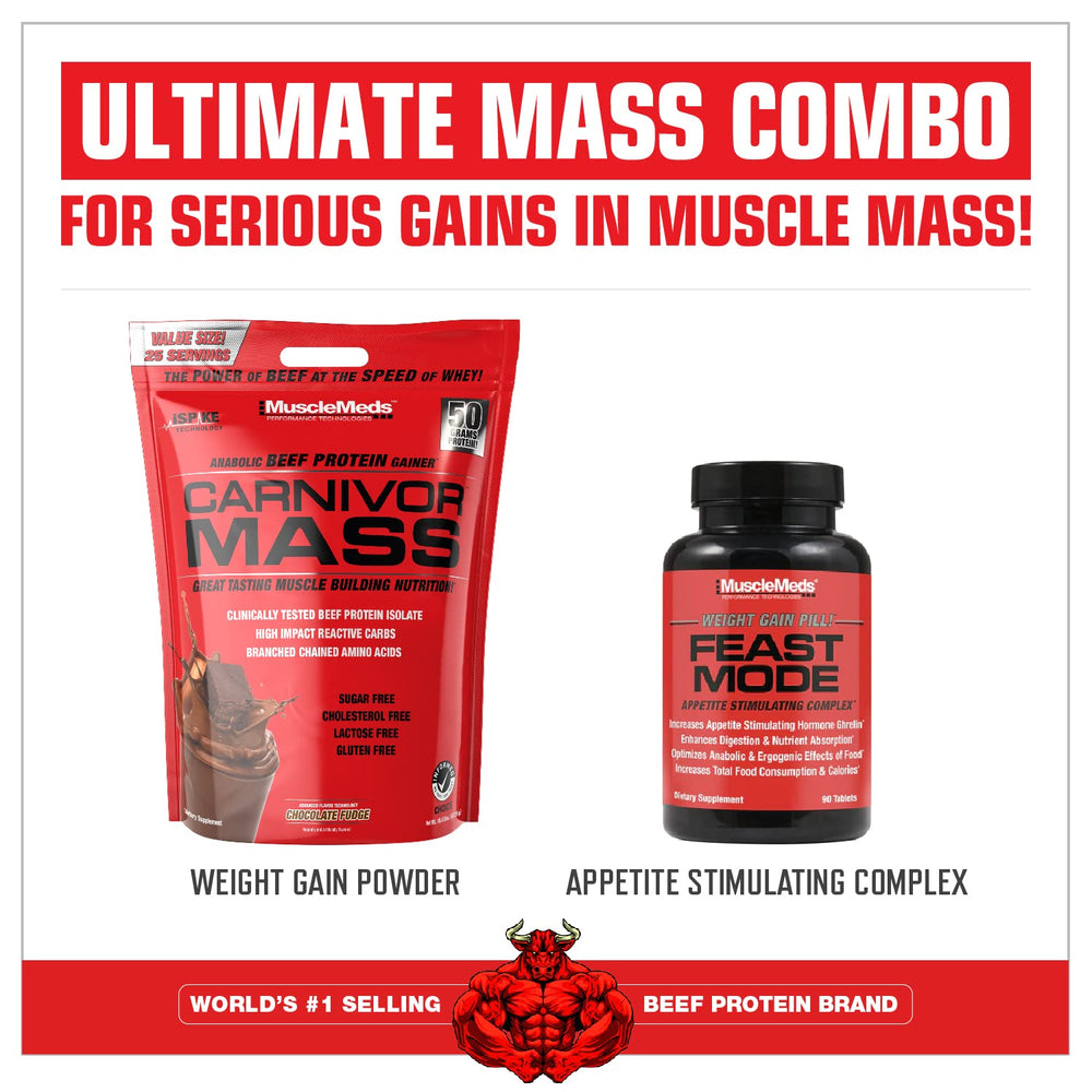 MuscleMeds Carnivor Mass ingredients panel highlights hydrolyzed beef protein isolate
