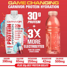 MuscleMeds Carnivor Rocket Pop pack-12 image displays halal certification and packaging.