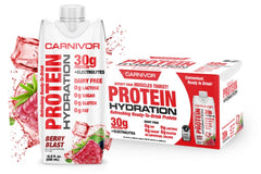 MuscleMeds Carnivor RTDD Berry Blast bottle highlights lactose-free protein for training days