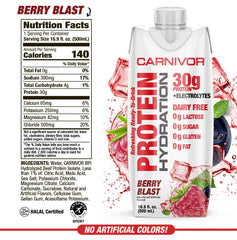 Carnivor RTDD Berry Blast being poured shows quick hydration and protein intake