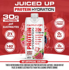 Close-up of Carnivor RTDD label emphasizes halal-certified beef protein and sugar-free formula