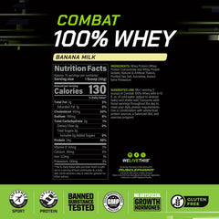 MusclePharm Combat banana milk whey powder scoop for quick protein boosts