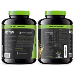 MusclePharm Combat Banana Cream serving scoop beside tub for easy dosing