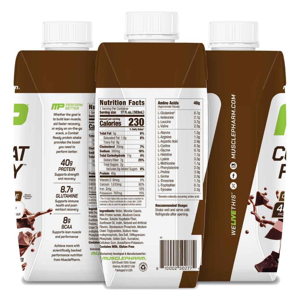 MusclePharm Combat Ready Pack of 12 RTD shakes for steady fueling