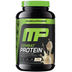 MusclePharm Combat Vanilla tub showcases a tasty post-workout shake option.