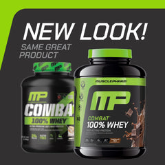 MusclePharm Combat whey chocolate milk shaker demonstrating easy mixability for on-the-go shakes