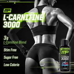MusclePharm L-Carnitine 3000 label close-up highlights keto-friendly gluten-free ingredients
