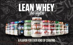 MuscleSport Lean Whey Revolution protein powder scoop with 25g protein.
