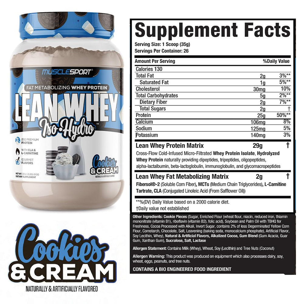 Scoop of Lean Whey Revolution highlighting 25g protein per serving in a convenient shake.