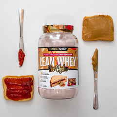 Musclesport Lean Whey Revolution scoop indicating convenient 25g protein.