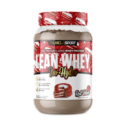 Musclesport Lean Whey Revolution tub closeup for lean gains support