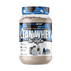 Musclesport Lean Whey Revolution tub showcases a high-protein, low-calorie formula for lean gains.