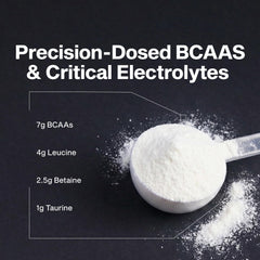 Closeup of MuscleTech Amino Build label highlighting electrolytes and flavor