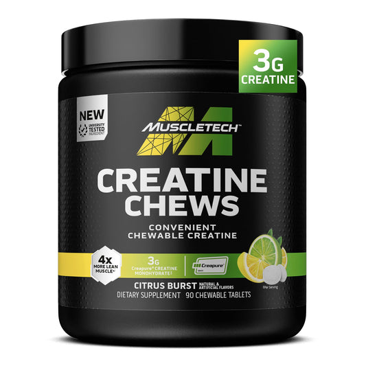 MuscleTech Creatine Chews bottle for on-the-go workouts