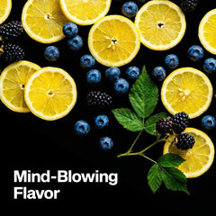 Muscletech Lemon Berry Blizzard label conveys fruity, low-cal protein option.