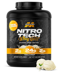 MuscleTech Nitro-Tech Whey Gold Vanilla Cream can for rapid lean-muscle protein delivery