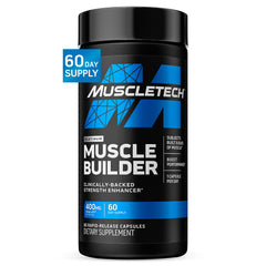 MuscleTech Platinum Muscle Builder bottle front with 60 capsules for performance support.
