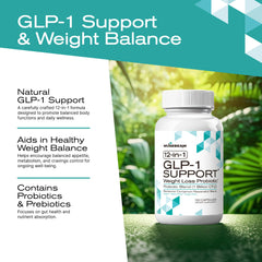 MuseBeam GLP-1 Support label design emphasizing vegan, allergen-free ingredients for clean daily wellness.