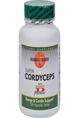 Mushroom Wisdom Super Cordyceps Caplets label closeup with Maitake D-fraction.