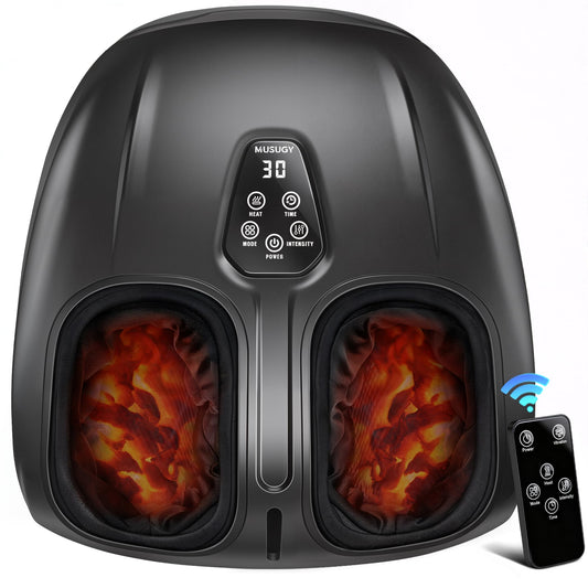 Musugy Shiatsu Foot Massager front view, compact design for home and office use.