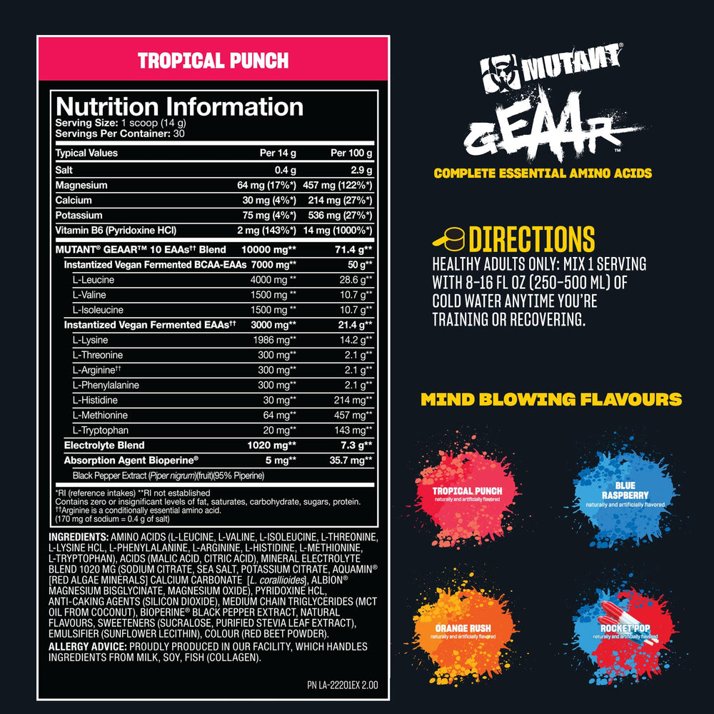 Mutant GEAAR powder close-up emphasizing instantized soluble texture