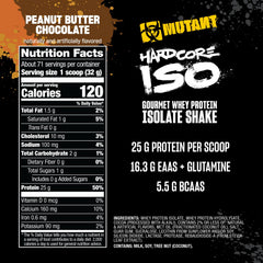 Mutant Harcode ISO whey shake glass with Peanut Butter Chocolate flavor