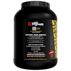 Mutant Hardcore ISO Whey triple chocolate product shot on kitchen counter.