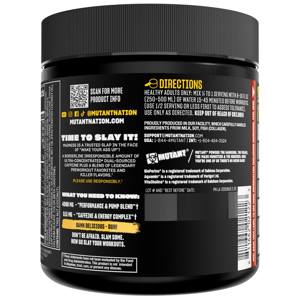 Mutant Madness lemon-flavored tub on a gym shelf