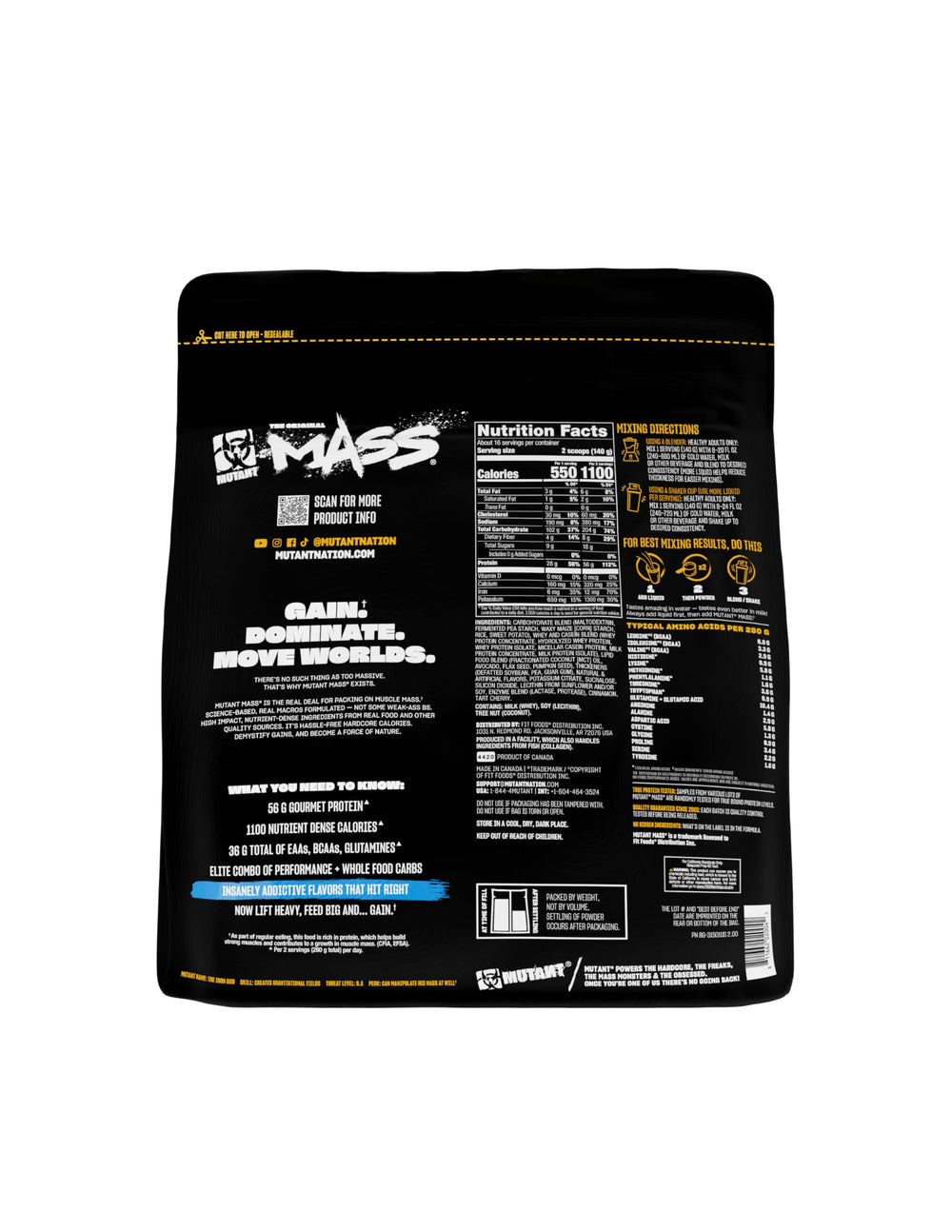 Mutant Mass vanilla ice cream packaging image communicates premium quality.