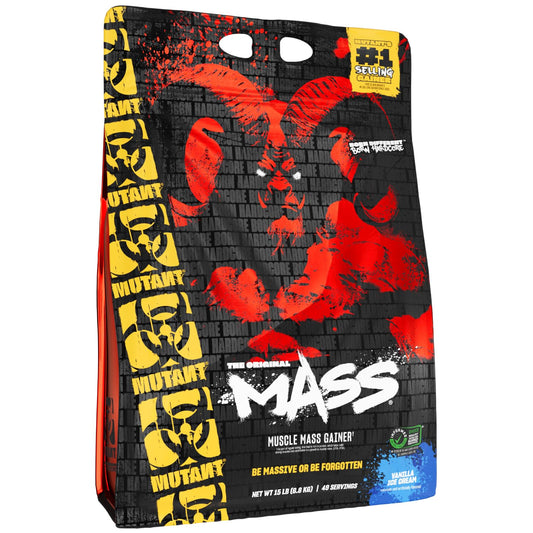 Mutant Mass vanilla ice cream tub set for a high-calorie protein shake