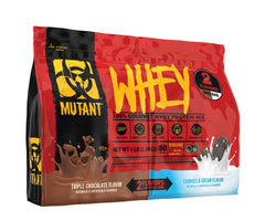 Mutant Whey Dual Chamber Triple Chocolate flavor, rich post-workout shake option.