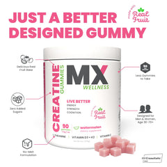 MX Wellness Creatine Monohydrate Gummies close-up texture for easy chews.