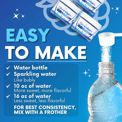 My Adventure to Fit blue raspberry electrolytes powder dispensing action for on-the-go hydration.