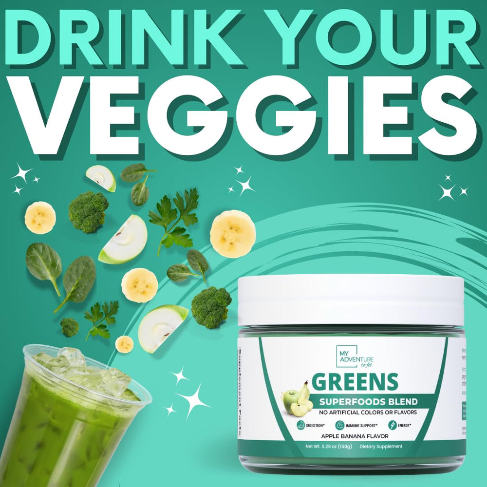 My Adventure to Fit green powder daily serving for vegan and gluten-free diets.