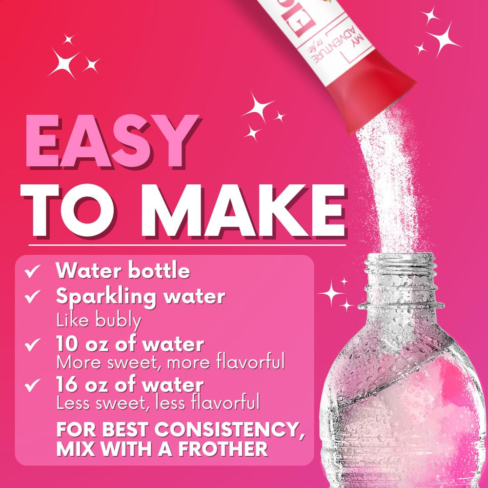 Glass of watermelon-colored hydration with My Adventure to Fit electrolytes