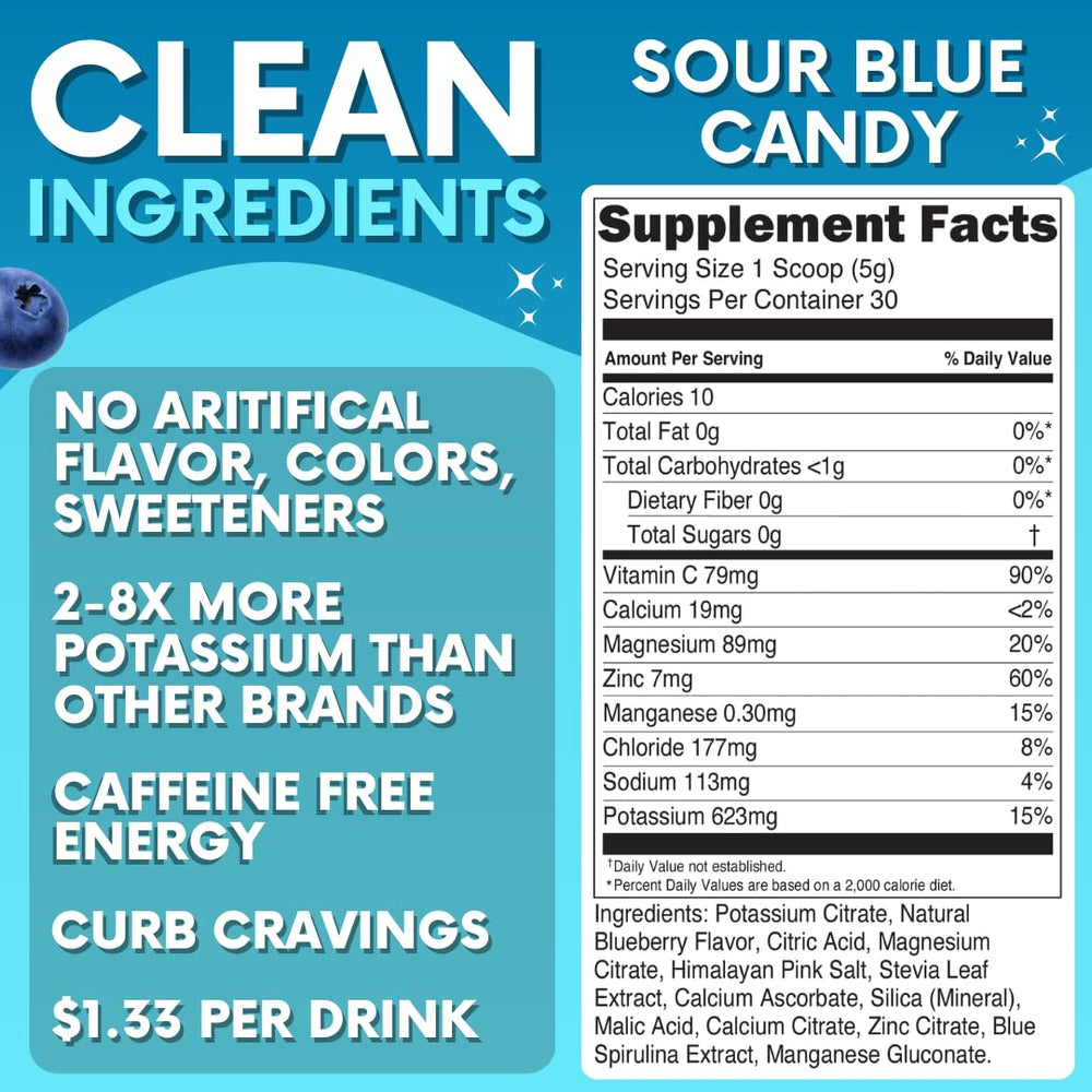 Sour Blue Candy Electrolytes powder scoop for precise portion control